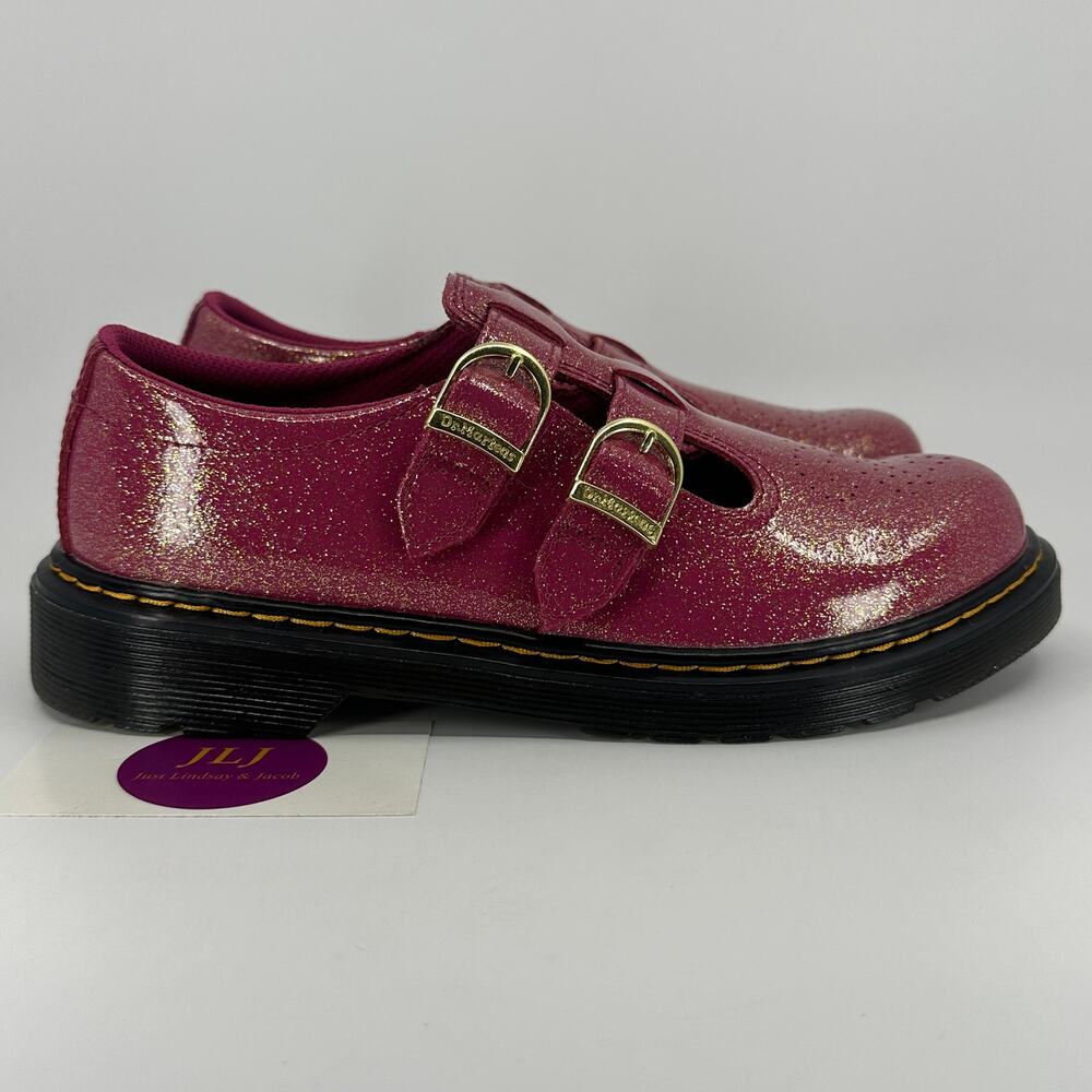 Dr. Martens Women's 8065 Fuchsia Glitter Patent Mary Jane Shoes 8065Y Size 6
